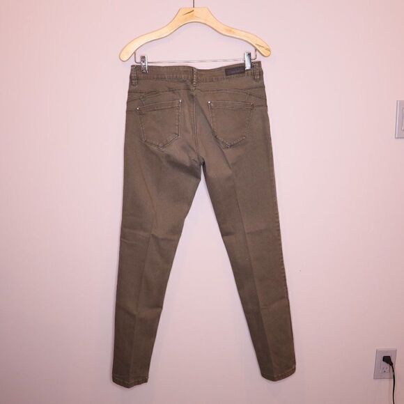 Olive Green Skinny Moto Jeans Sz 10 - Picture 3 of 6